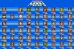 Mega Man Robot Masters character selection screen from classic NES games